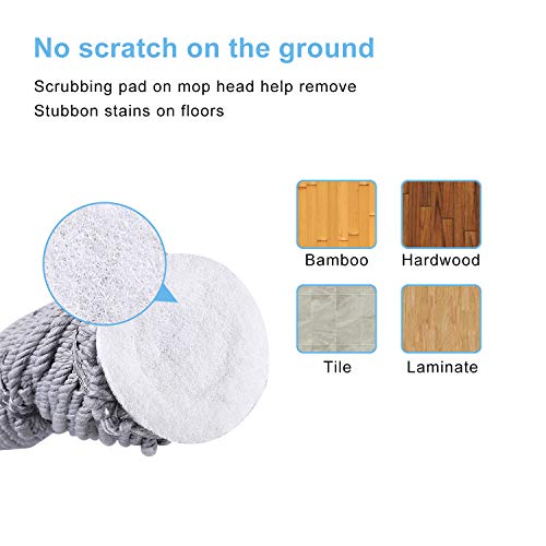 Eyliden Mop with 2 Reusable Microfiber Heads, Easy Wringing Twist Mop - color: Gray