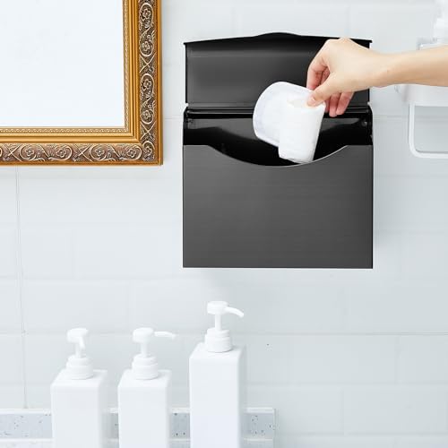 Tioncy 2 Pcs Sanitary Napkin Disposal Receptacle, Tampon Holder, Black - color: Black