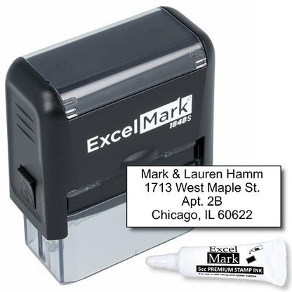 ExcelMark Custom Self Inking Rubber Stamp - Up to 4 Lines - with Refill Ink (A1848) - size: 11/16" x 1-7/8"