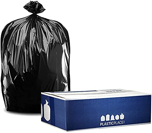 Plasticplace 32 Gallon Trash Bags Garbage Can Liners for Toter, Heavy Duty Contractor Black Garbage Bags, Leak-Proof, Tear-Resistant Can Liners, 44” x 54”, 50 Count Trashbags Yard Waste 1.5 Mil