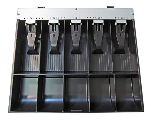 APG Vasario Series Cash Drawer Replacement Tray | Plastic Molded Till for Cash Register| 5 Bill/ 5 Coin Compartments | 14.2" x 2.35" x 12.05" | VPK-15B-2A-BX - style: VPK-15B-2A-BX