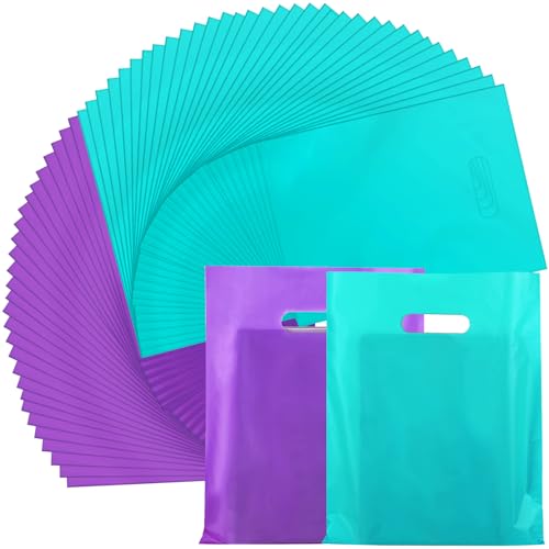 Kosiz 1000 Pcs Plastic Merchandise Shopping Bag Bulk 9 x 12'', Purple, Blue - color: Purple, Blue