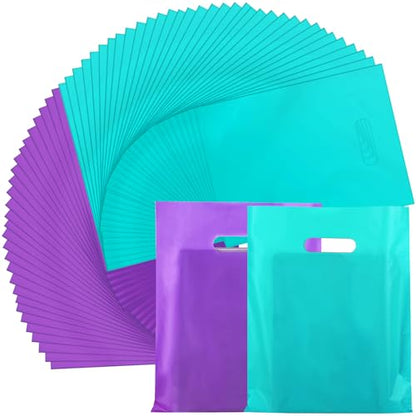 Kosiz 1000 Pcs Plastic Merchandise Shopping Bag Bulk 9 x 12'', Purple, Blue - color: Purple, Blue