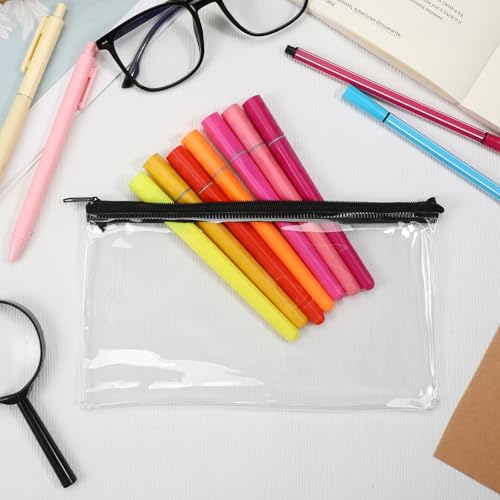 10 Pack Clear Cash Register Clear Plastic Cash Envelopes Money Pouch Bank Deposit Bag Check Wallet Receipt Coupon Stickers Stamps Envelope Case Index Card Holder Organizer Zipper Closure 4.7x 8.4 Inch