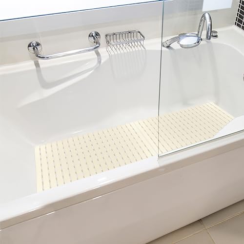 BEMISO Shower Mat Non Slip Bathtub Mat 27.5 x 15.7 Inch Bath Mat for Tub - color: Beige, size: 27.5 x 15.7 inches