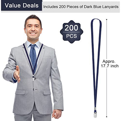 Marspark 200 Pcs Lanyards for ID Badges, Flat Swivel Hook,Navy Blue - color: Navy Blue