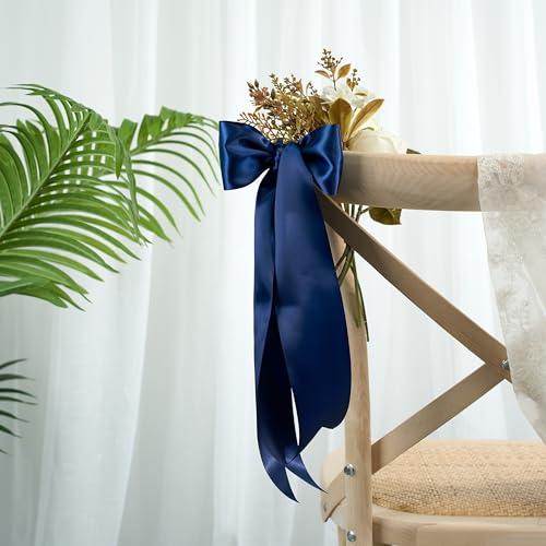 Navy Blue Double-Faced Satin Ribbon, 3 Inch x 10 Yards - color: Navy