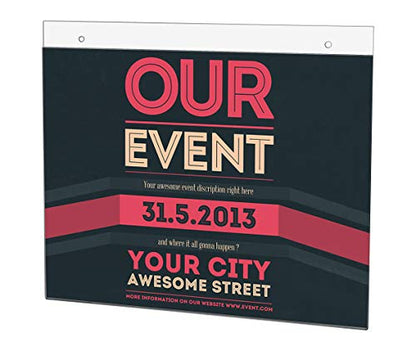Marketing Holders 25 Pack Wall Mount Sign Holder for 11" x 8.5" Pricing Details and Promotional Offers in Retail Stores and Gift Shops Clear Acrylic with 2 Pre Drilled Holes and Hanging Hardware - size: 11" w x 8.5" h