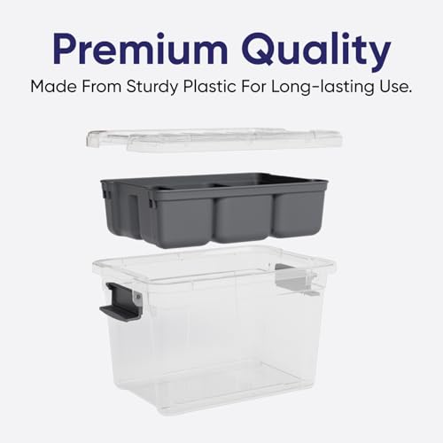 Superio Storage Container Organizing Bin with Removable Tray Deep Plastic Tools, Sewing, Crafts Box,14.75 Qt. - size: Medium 14.75 Qt. X Deep