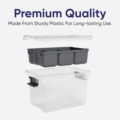 Superio Storage Container Organizing Bin with Removable Tray Deep Plastic Tools, Sewing, Crafts Box,14.75 Qt. - size: Medium 14.75 Qt. X Deep