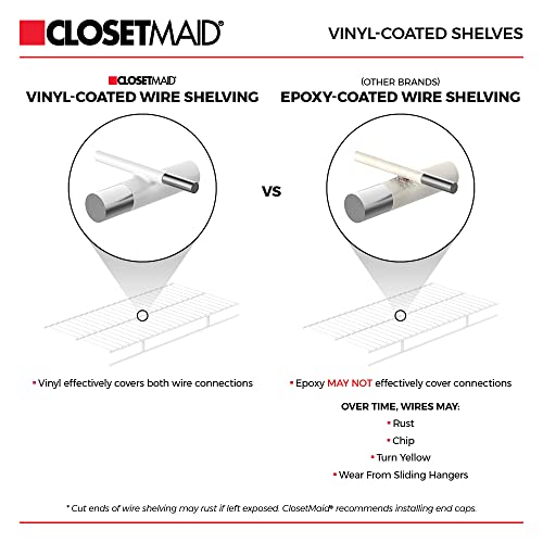 ClosetMaid ShelfTrack Wire Closet Organizer System, Adjustable from 4 to 6 Ft., With Shelves, Clothes Rods, Hardware, Durable Steel, White - color: White, size: 4 ft to 6 ft