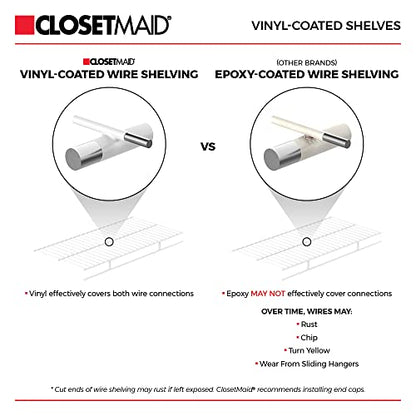ClosetMaid ShelfTrack Wire Closet Organizer System, Adjustable from 4 to 6 Ft., With Shelves, Clothes Rods, Hardware, Durable Steel, White - color: White, size: 4 ft to 6 ft