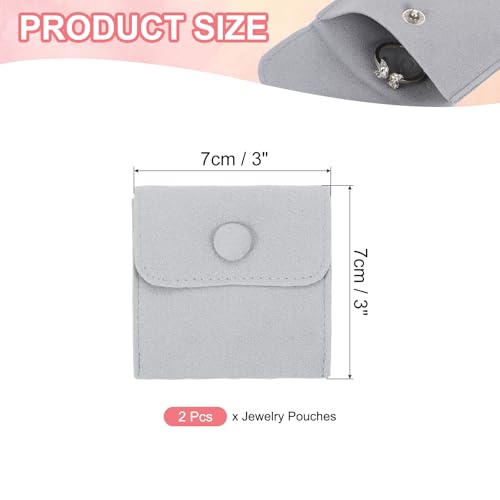 PATIKIL 2Pcs Jewelry Pouch 3x3 Snap Button Present Pouch, Light Grey - color: Light Grey, size: 3x3 Inch