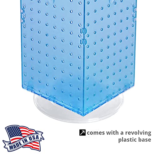 Azar Displays 703385-BLU Four-Sided Revolving 8”W X 20”H Pegboard Counter Display, Blue - color: Blue, style: Pegboard Only