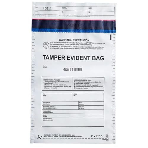 12”x16" Opaque Plastic Deposit Bags with Security Tape Tamper Evident - Secure Bank Deposits, Cash Handling, & Currency Transport | Self-Sealing Tape with Hidden Graphics | 100-Pack - color: Opaque, size: 12"x16"