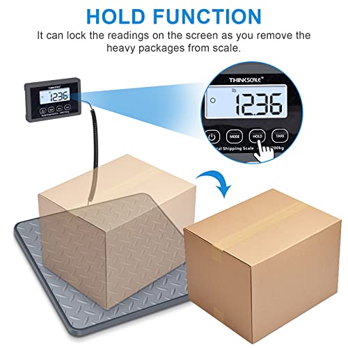 THINKSCALE Shipping Scale, 440 lb x 1 oz Digital Postal Scale, Hold & Tare