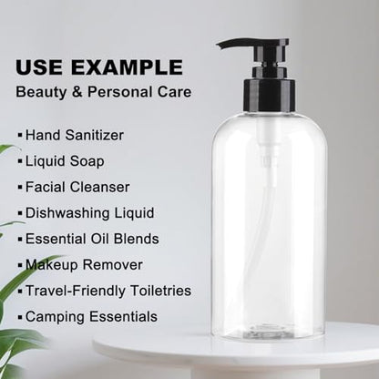 Empty Pump Bottles Dispenser 12.85oz/380ml Clear 2 Pack