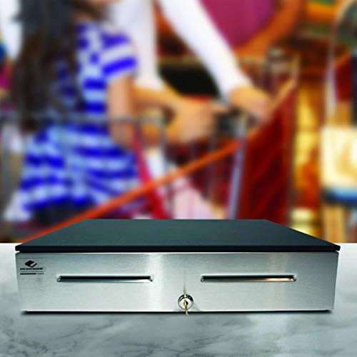 APG Heavy Duty 18" Cash Drawer | Series 4000 JD320-BL1816-C | Stainless-Steel-Front Cash Drawer | MultiPRO 320 Interface | 24V | 5x5 | 18" x 4.2" x 16.7" | Black - color: Printer-Driven 24V - Black w/ Stainless Front
