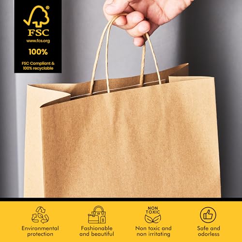 RACETOP Brown Kraft Paper Gift Bags 90 Pack 3 Sizes with Handles Bulk - color: Brown 10x5x13-8x4.5x10.8-5.8x3.2x8.25, size: 1 Count (Pack of 90)