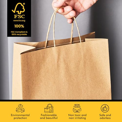 RACETOP Brown Kraft Paper Gift Bags 90 Pack 3 Sizes with Handles Bulk - color: Brown 10x5x13-8x4.5x10.8-5.8x3.2x8.25, size: 1 Count (Pack of 90)