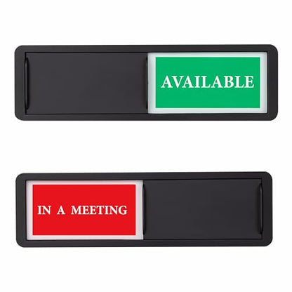 Office Door Sign, In A Meeting/Available Slider Sign - color: Black IN A MEETING