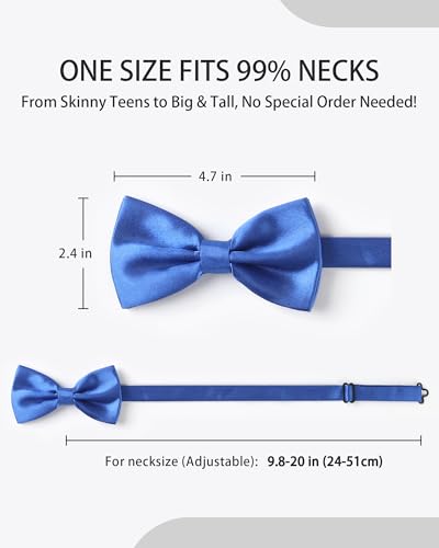 AWAYTR Bow Ties for Men - Pre-Tied Adjustable Tuxedo Style for Wedding - color: Royal Blue
