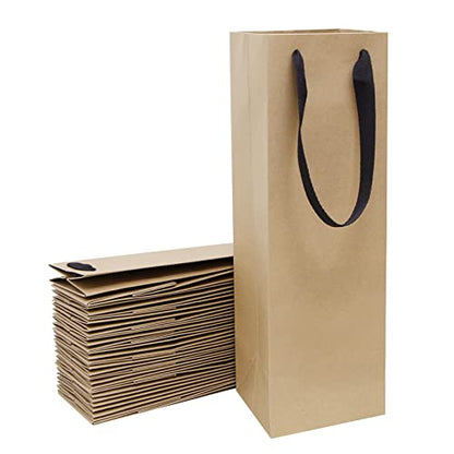 Aimyoo 20 Pack Brown Wine Bottle Bags Bulk 4x4x14 inch, Kraft Paper Gift Bags with Handles Champagne Alcohol Retail Bag - color: Brown - 4x4x14 inch, size: 20 count (4x4x14 inch)