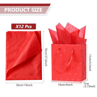 Tenare 12 Pcs Small Gift Bags Bulk,4 x 2.75 x 4.5 Inch,Gold Red - color: Gold Red, size: 4 x 2.75 x 4.5 Inch