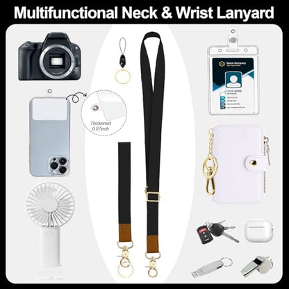 Lanyards Wallets for ID Badge Holder, ID Case with Zipper, Credit Card Holder for Women, Detachable Neck Lanyard Wrist Strap with Keychain Phone Holder for Teacher Student Gifts Black - color: Black