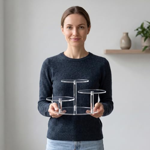 NiHome 3-Tier Acrylic Stand Risers for LEGO Botanical, Figurine Shelf Clear (Clear,4 PCS) - color: Clear,4 Pcs