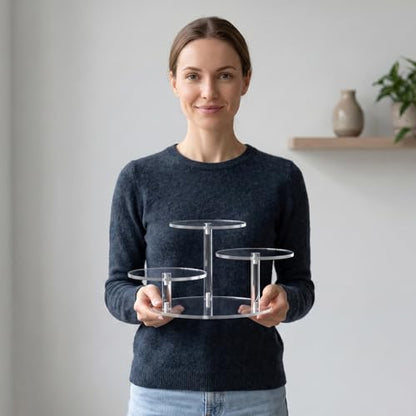 NiHome 3-Tier Acrylic Stand Risers for LEGO Botanical, Figurine Shelf Clear (Clear,4 PCS) - color: Clear,4 Pcs