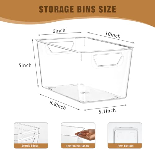 Freebat 12 Pack Pantry Organization and Storage,Clear Plastic Storage Bins - color: Mid 12pack