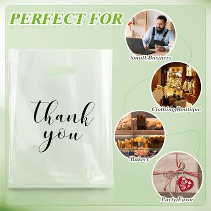 Crtiin 100 Pcs Clear Plastic Thank You Shopping Bags,15 x 18 Inch - size: 15 x 18 Inch