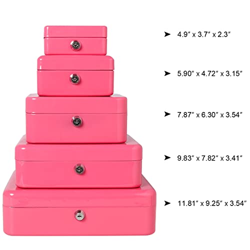 Decaller Mini Cash Box with Lock and Slot, Metal Coin Bank Piggy Bank for Adults & Kids, 4.9" x 3.7" x 2.3", Pink - color: Pink, size: X Small (4.9 Inch)