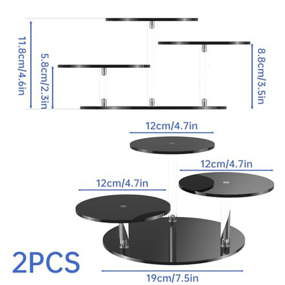 NiHome 3-Tier Acrylic Stand Risers for LEGO Botanical, Figurine Shelf Black - color: Black,2 Pcs