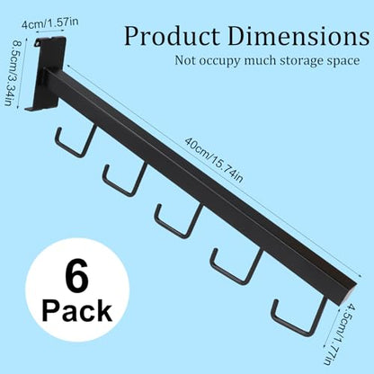 6 Pack Gridwall Waterfall Faceout with 5 Hooks, 16.5 Inch