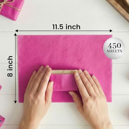 VGOODALL 450 Sheets Pink Red Tissue Paper, 6 Shades, 11.5 X 8 inches - color: Red
