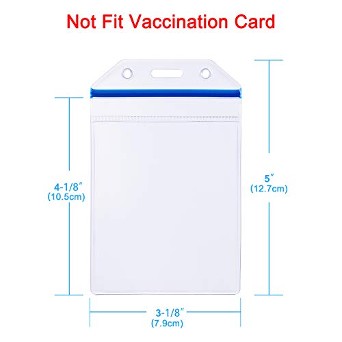 Wisdompro 10 Pack Vertical Thick Clear ID Badge Holder with Ziplock, Blue - color: Blue Zip, size: 10 Pack Vertical