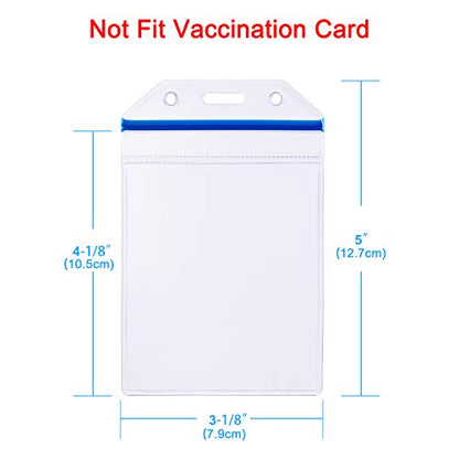 Wisdompro 10 Pack Vertical Thick Clear ID Badge Holder with Ziplock, Blue - color: Blue Zip, size: 10 Pack Vertical