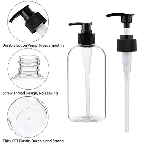Empty Plastic Pump Bottles Dispenser 4 Pack 16oz/500ml Portable Clear BPA-Free Cylinder Shampoo Lotion Hand Pump Bottle Durable Refillable Containers - size: 16.9 Oz, 4 Pack