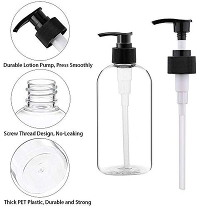 Empty Plastic Pump Bottles Dispenser 4 Pack 16oz/500ml Portable Clear BPA-Free Cylinder Shampoo Lotion Hand Pump Bottle Durable Refillable Containers - size: 16.9 Oz, 4 Pack