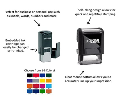 Infusion Self-Inking Custom Rubber Stamp (Personal or Business Use) - Choose from 16 Colors (1-5/8" x 1-5/8") - size: 1-5/8" x 1-5/8"