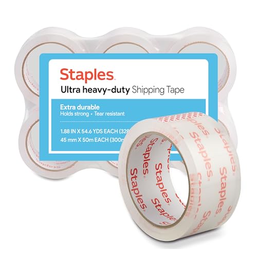 Staples Ultra Heavy-Duty Packing Tape, 1.88x54.6 Yds, Clear, 6/Roll
