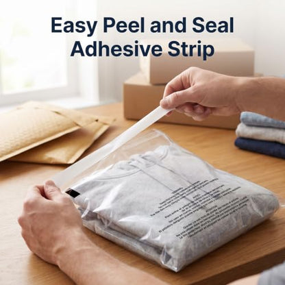 11” X 14” (100 Count) Self Seal Clear Poly Bags with Suffocation Warning - size: 11" X 14"