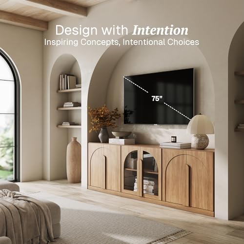 BELLEZE Bijou 3-Piece Modular Sideboard Buffet Cabinet - Camel - color: Bijou Camel Abb
