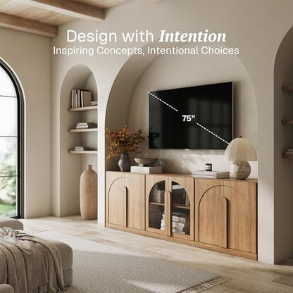 BELLEZE Bijou 3-Piece Modular Sideboard Buffet Cabinet - Camel - color: Bijou Camel Abb