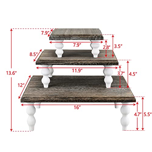 Ikee Design 3 Pcs Set Wooden Display Riser - color: Coffee, 3 pcs