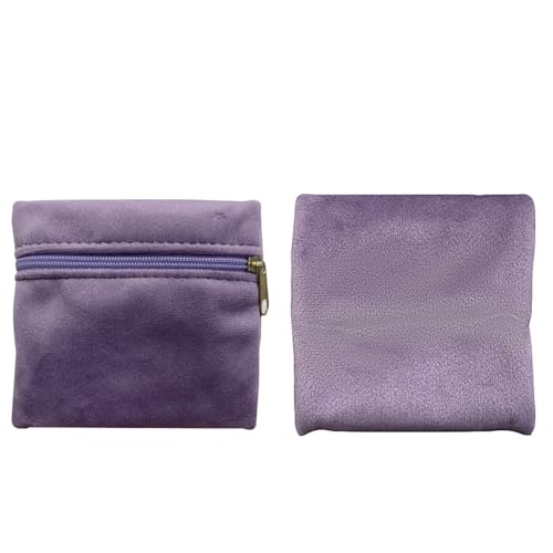 8pcs Small Velvet Jewelry Pouches with Zipper Gift Bags for Bracelet Necklace,Ring,Earrings,Earphone,Wedding Favors, Party Favors,Travel,3.94" X 3.94" (Purple) - color: Purple
