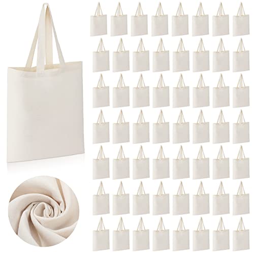 Roowest 60 Pack Canvas Tote Bags Bulk, 16" x 15", Natural Color - color: Natural Color