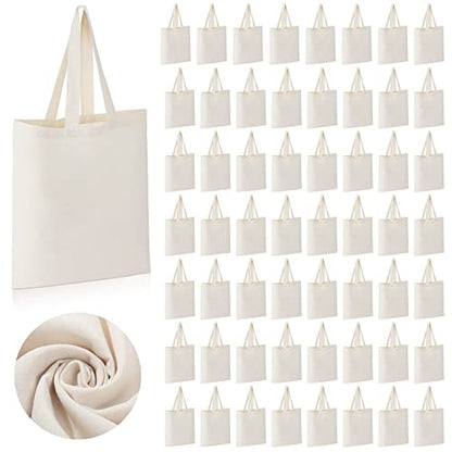 Roowest 60 Pack Canvas Tote Bags Bulk, 16" x 15", Natural Color - color: Natural Color